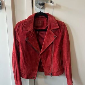 Blank NYC Orangish Red Suede Leather Jacket